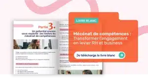Aperçu et bouton de téléchargement du livre blanc sur le mécénat de compétences : transformer l'engagement en levier RH et business.